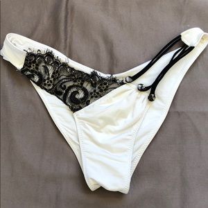 Beach Bunny white with Black Lace bottoms only